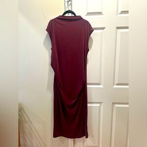 Ruched Mock Neck Midi Dress